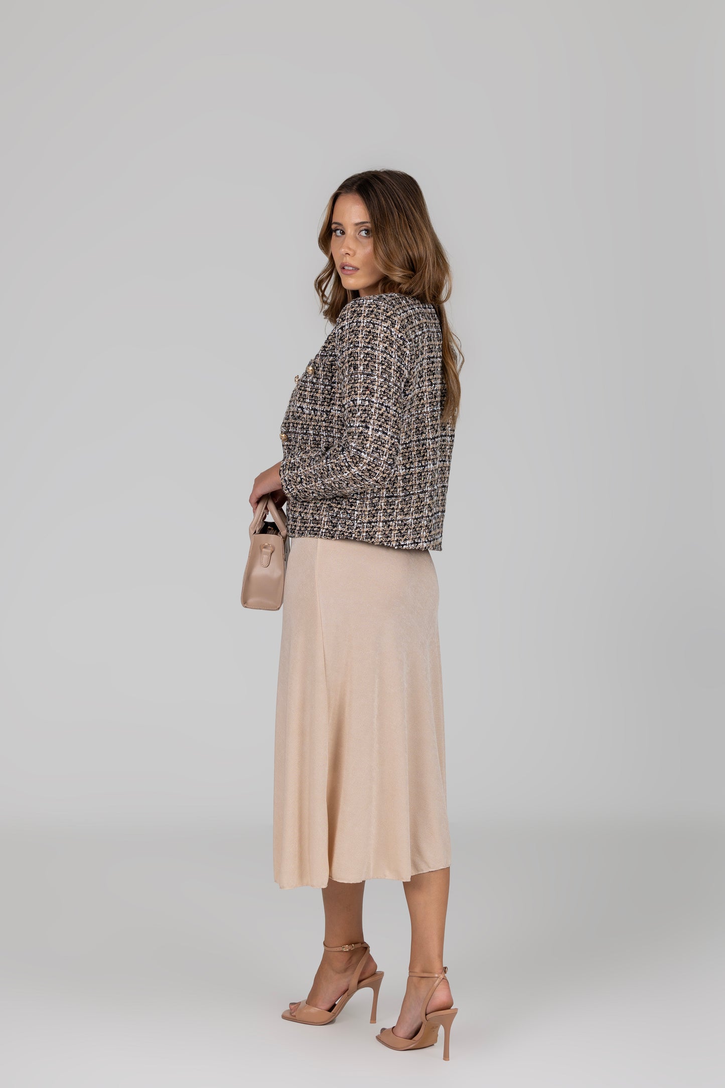 Casaco tweed bolsos