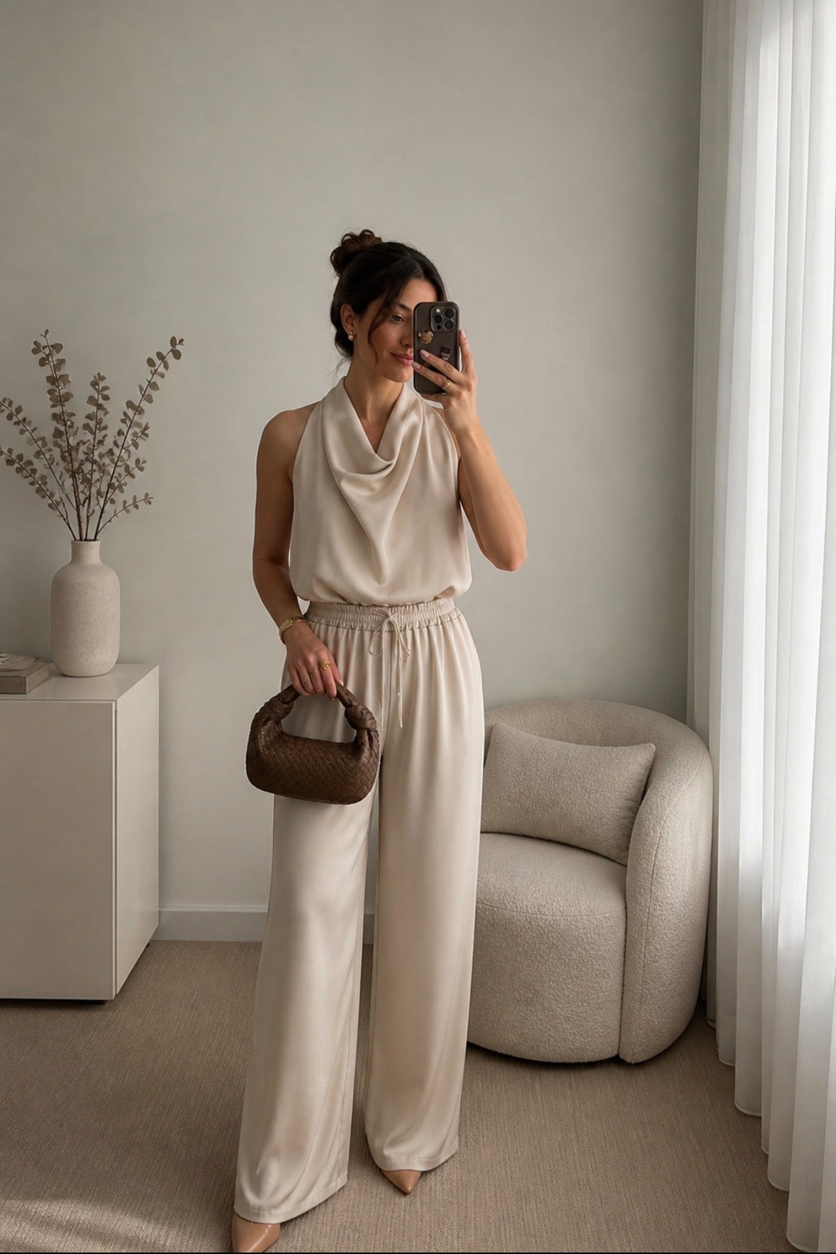 Conjunto Bege Cetim