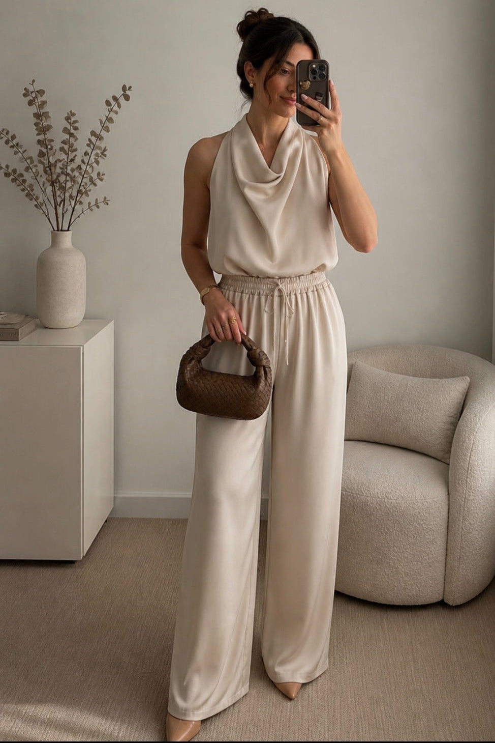 Conjunto Bege Cetim