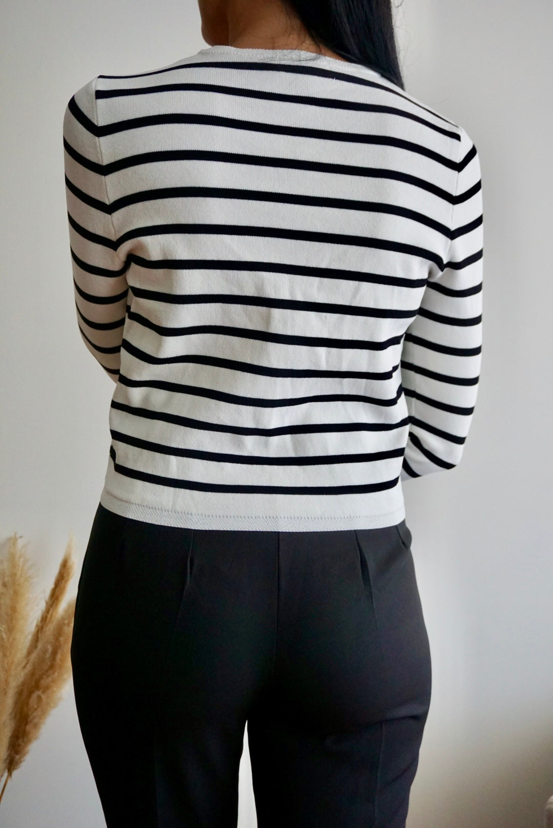 Cardigan de malha às riscas