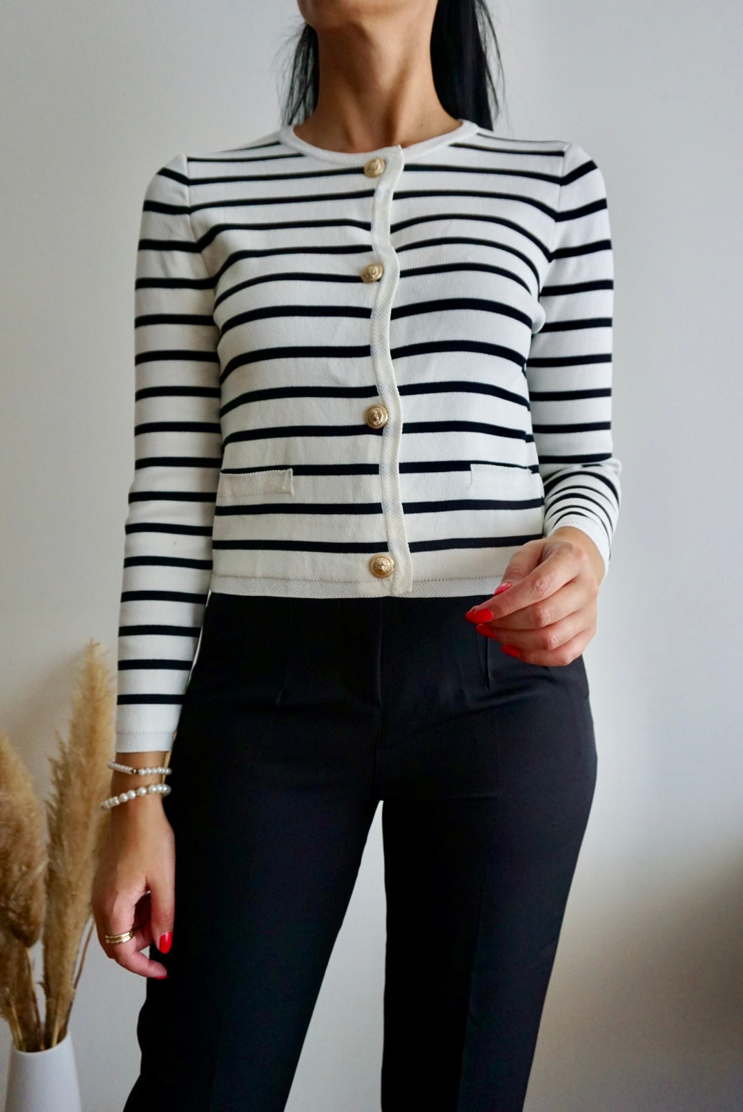Cardigan de malha às riscas