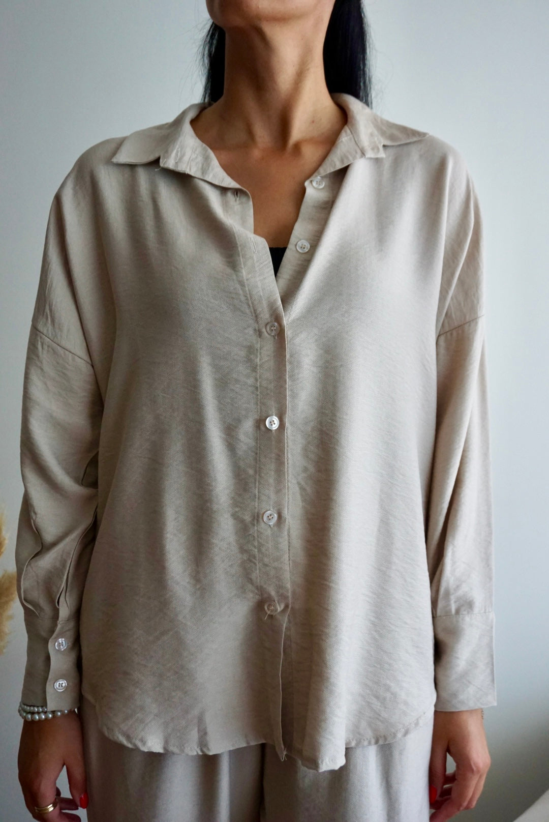Conjunto camisa e calça cor cru