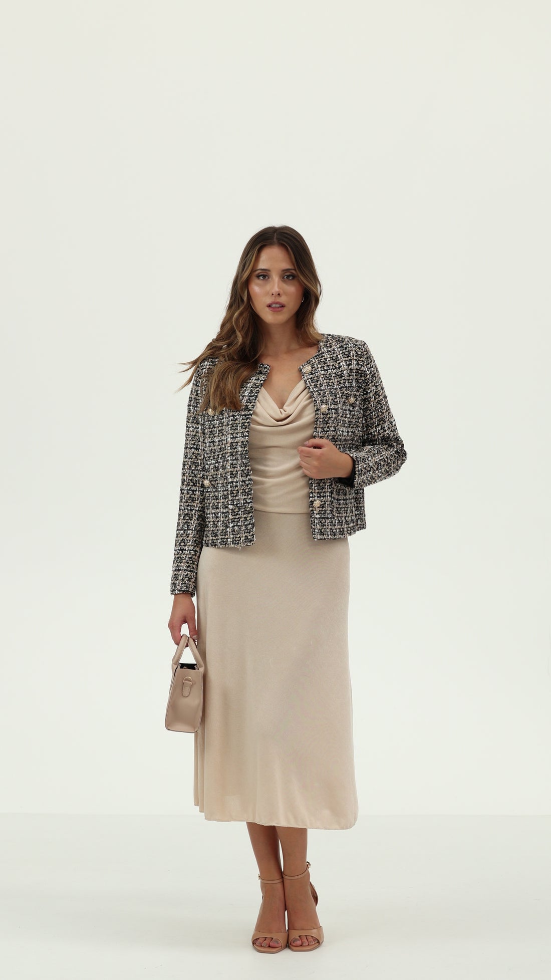 Casaco tweed bolsos