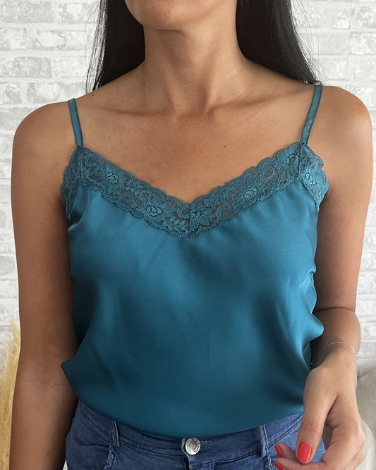 Top renda turquesa