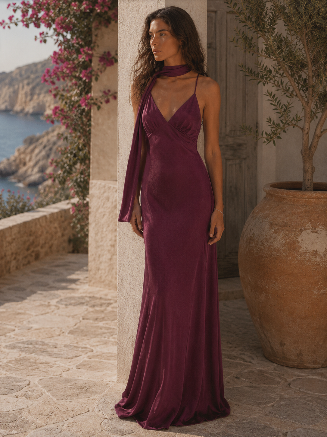 Vestido Comprido com Lenço